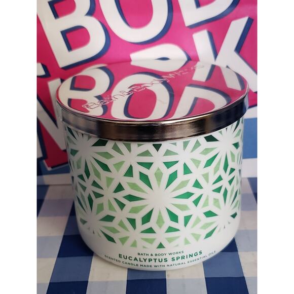 BBW Eucalyptus Springs Large 3 Wick Candle Home Fragrance Decor - Picture 1 of 2